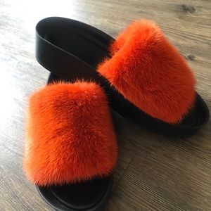 Real mink fur sandals. Size 8